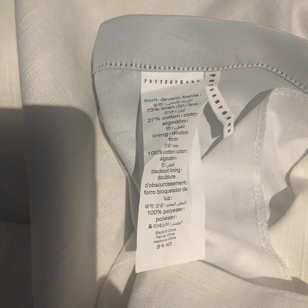 PotteryBarn Emery ivory linen curtain- just cleaned. Can Hang by rod/tab/ring - Picture 3 of 4
